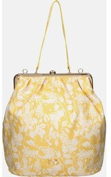 Żółta torebka na ramię w kwiatowy wzór, zapinana