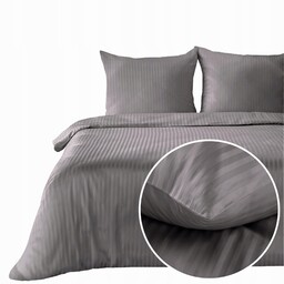 pościel satynowa bawełniana wzór adamaszek Vera 220x200 stalowa