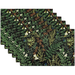 Podkładki pod talerze z zielonymi liśćmi, zestaw 6