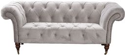 Sofa Chesterfield Glamour Velvet Light Grey 2-os., 187