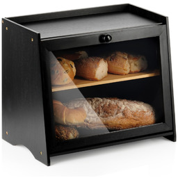 Chlebak bambusowy dwupoziomowy czarny 40x25x33,5 cm