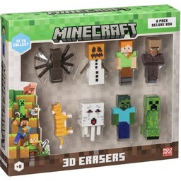 MINECRAFT Zestaw gumek B (8 sztuk)