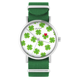 Pakamera Zegarek - Lucky heart - zielony, nylonowy