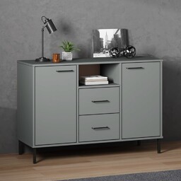 vidaXL Komoda OSLO, metalowe nóżki, szara, 113x40x77 cm