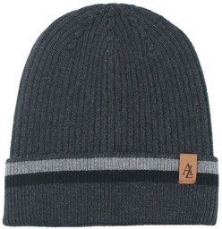 Jesienno-Zimowa Czapka (beanie) Alties - Kolor Grafitowy, Pasek