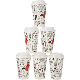Jednorazowe kubki papierowe z pokrywką 300 ml 6
