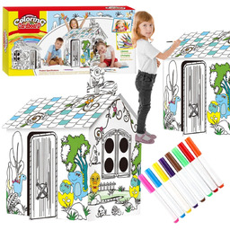 ZESTAW ARTSTYCZNY DUŻY DOMEK KARTONOWY DO MALOWANIA SKŁADANIA