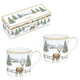 KUBKI PORCELANOWE White Forest - Jeleń w zimie