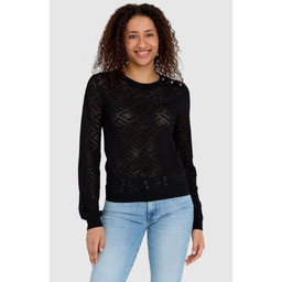 GUESS Czarny sweterek dzianinowy w monogram guess L