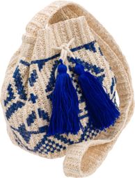 Słomiany worek beżowo-niebieski Cavaldi BAG-LB-06 CREAM
