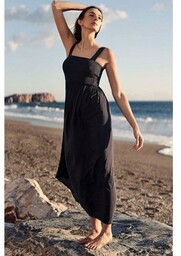Granatowa sukienka maxi na szerokich ramiączkach 3770, Kolor