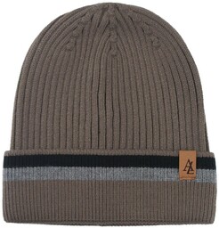 Jesienno-Zimowa Czapka (beanie) Alties - Beżowa z Paskiem