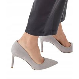 DOROTHY PERKINS CZÓŁENKA SZARE NA SZPILCE WSUWANE 39