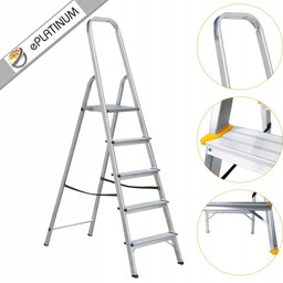 Drabina drabinka domowa aluminiowa jednostronna 5stopniowa 150kg ePlatinum