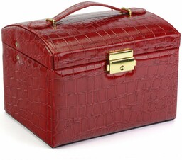 Elegancki damski kuferek na biżuterię ze skóry ekologicznej