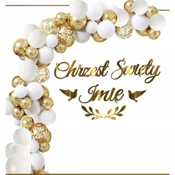 Balony Łuk Zestaw Dekoracji Chrzest + Imię