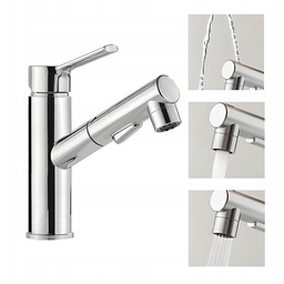 Bateria Umywalkowa Stojąca Wyciągana Wylewka Chrom