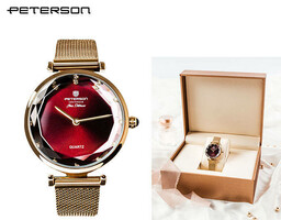 Klasyczny zegarek damski Peterson PTN-D-55888 czerwony