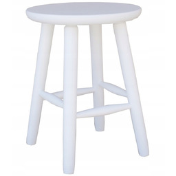 Taboret Sosnowy Okrągły Szerokie Siedzisko 33 cm Biały