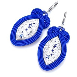 Pakamera Kolczyki sutasz niebieskie handmade z glinki małe