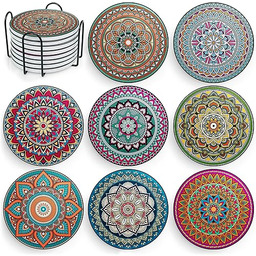 Mandala podstawki pod napoje z uchwytem, zestaw 8