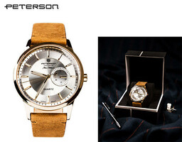 Zegarek męski na skórzanym pasku Peterson PTN-M-55833