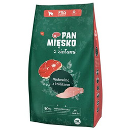 PAN MIĘSKO Karma dla psa Wołowina z królikiem