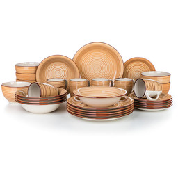 Banquet Ceramiczny zestaw obiadowy SPIRAL BROWN 30 szt