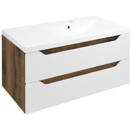 Sapho WA093-3019 WAVE szafka umywalkowa 897x45x478cm prawa biała/dąb