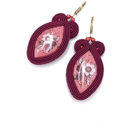 Pakamera Kolczyki sutasz bordowe handmade z glinki małe