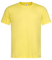 Żółty Bawełniany T-Shirt Męski Bez Nadruku -STEDMAN- Koszulka,