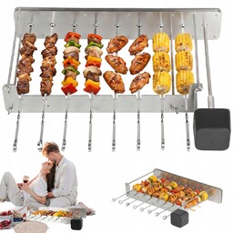 Grill Elektryczny Ogrodowy Rożen Obrotowy 360° 10 Szaszłyków