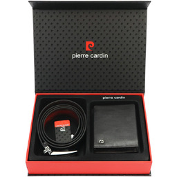 Pierre Cardin Zestaw Prezentowy Męski Skórzany Portfel Pasek