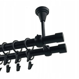 Karnisz podwójny Metalowy Sufitowy 19+19mm Czarny Mat 300cm