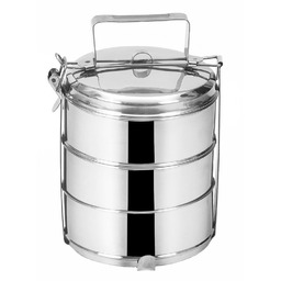 Menażka Obiadowa Stalowa 3-POZIOMOWA Pojemnik Na Żywność