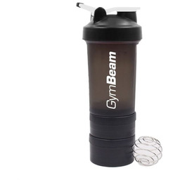 GymBeam Wielopoziomowy Szejker Multi-Storage Blend Bottle Black White