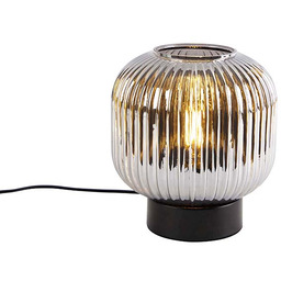 QAZQA Lampa stołowa art deco czarna z dymionym
