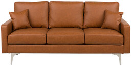 Beliani Sofa kanapa ekoskóra brązowa retro klasyk