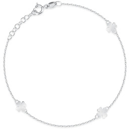 Srebrna Bransoletka 925 Koniczynki Grawer