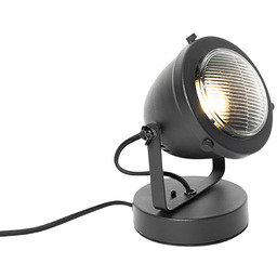 QAZQA Industrialna lampa stołowa czarna 18 cm -