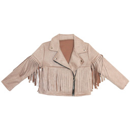 Żakiet ramoneska beżowa frędzle Moda Włoska 134/140