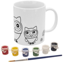 Kubek do malowania z farbkami porcelanowy sowa 330