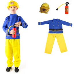 Strój STRAŻAK SAM Kostium z Kaskiem i Gaśnicą