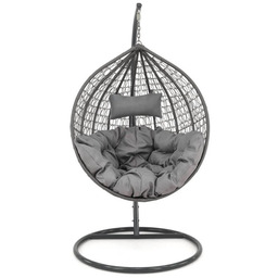 Fotel ogrodowy wiszący HC-001 Technorattan Czarny Poduszki szare