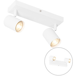 Nowoczesna lampa sufitowa biała 2-punktowa regulowana prostokątna -