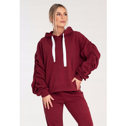 Bluza damska z bufiastymi rekawami i kapturem -