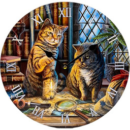 Zegar ścienny w kształcie - Kot Purrlock Holmes