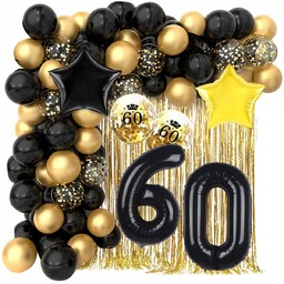 Zestaw balony na 60 urodziny cyfry dekoracja czarne