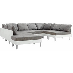 Edinos Sofa modułowa biało-jasnoszara z ekoskóry - Basket