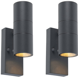 QAZQA Zestaw 2 lamp ściennych zewnętrznych ciemnoszary 2-punktowe